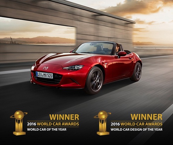 Yeni Mazda MX-5 Hem 2016 Dünya’da Yılın Otomobili Hem de Dünya’da Yılın Tasarımı Ödüllerinin Sahibi Oldu